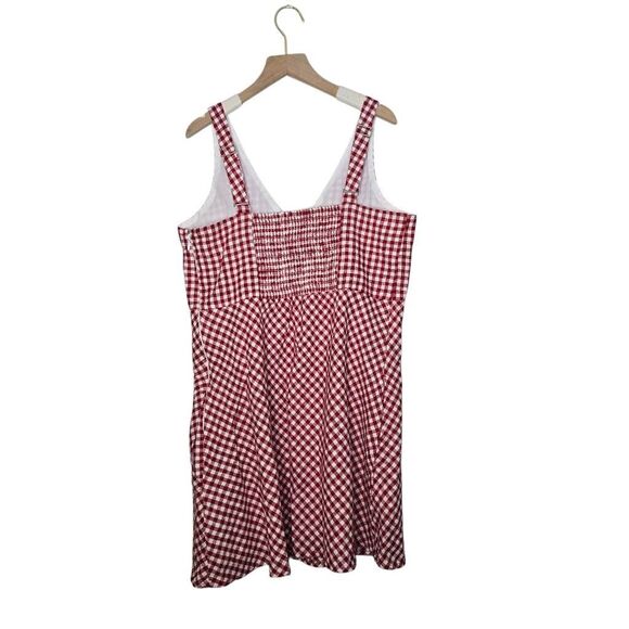Abercrombie & Fitch V-Neck Linen-Blend Mini Dress Size Large Red White - Picture 3 of 5